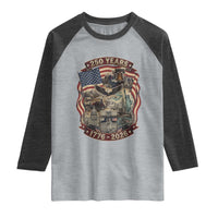250 Years 1776 to 2026 Ultimate American Landmark Collage Raglan Shirt Liberty Bell Eagle and US Flag Semiquincentennial Patriotic