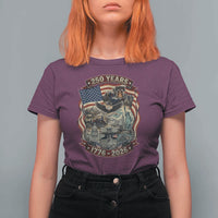 250 Years 1776 to 2026 Ultimate American Landmark Collage T Shirt For Women Liberty Bell Eagle and US Flag Semiquincentennial Patriotic