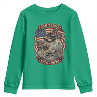 250 Years 1776 to 2026 Ultimate American Landmark Collage Youth Sweatshirt Liberty Bell Eagle and US Flag Semiquincentennial Patriotic