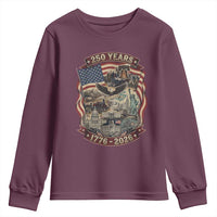 250 Years 1776 to 2026 Ultimate American Landmark Collage Youth Sweatshirt Liberty Bell Eagle and US Flag Semiquincentennial Patriotic