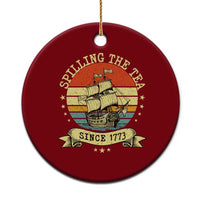 Spilling The Tea Since 1773 Ceramic Ornament Retro Sunset Boston Tea Party History