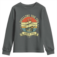 Spilling The Tea Since 1773 Youth Sweatshirt Retro Sunset Boston Tea Party History