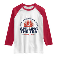 Spilling The Tea Since 1773 Raglan Shirt Patriotic Nautical Stars American History