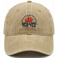 Spilling The Tea Since 1773 Washed Cotton Baseball Cap Patriotic Nautical Stars American History