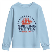 Spilling The Tea Since 1773 Youth Sweatshirt Patriotic Nautical Stars American History