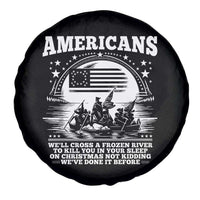 Funny Patriotic Military History Spare Tire Cover Americans Crossing A Frozen River To Kill You In Your Sleep On Christmas