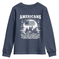 Funny Patriotic Military History Youth Sweatshirt Americans Crossing A Frozen River To Kill You In Your Sleep On Christmas