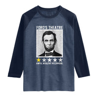 Fords Theatre One Star Awful Wouldnt Recommend Raglan Shirt Abraham Lincoln Funny History Dark Humor