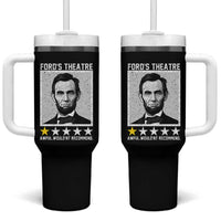 Fords Theatre One Star Awful Wouldnt Recommend Tumbler With Handle Abraham Lincoln Funny History Dark Humor