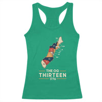 The OG Thirteen 1776 Original Colonies Map Racerback Tank Top Funny Retro American History