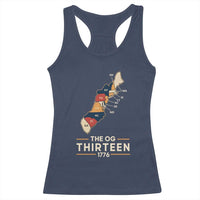 The OG Thirteen 1776 Original Colonies Map Racerback Tank Top Funny Retro American History
