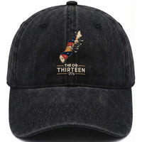 The OG Thirteen 1776 Original Colonies Map Washed Cotton Baseball Cap Funny Retro American History