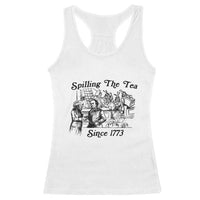 Spilling The Tea Since 1773 Racerback Tank Top Boston Tea Party Vintage Historical Sketch Graphic