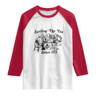 Spilling The Tea Since 1773 Raglan Shirt Boston Tea Party Vintage Historical Sketch Graphic