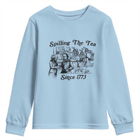 Spilling The Tea Since 1773 Youth Sweatshirt Boston Tea Party Vintage Historical Sketch Graphic
