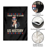 Uncle Sam I Want You To Learn US History Garden Flag Patriotic Teachers Students