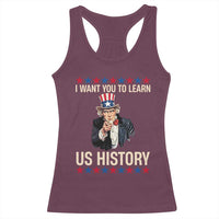 Uncle Sam I Want You To Learn US History Racerback Tank Top Patriotic Teachers Students