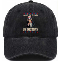 Uncle Sam I Want You To Learn US History Washed Cotton Baseball Cap Patriotic Teachers Students