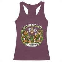 Sloth World 11 Survivors Wildlife Awareness Racerback Tank Top Florida Animal Rights Protest and Support