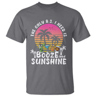 Funny Liquor Lover T Shirt The Only B.S. I Need Is Booze & Sunshine Spirit Retro Sunset Summer - Wonder Print Shop