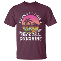 Funny Liquor Lover T Shirt The Only B.S. I Need Is Booze & Sunshine Spirit Retro Sunset Summer - Wonder Print Shop