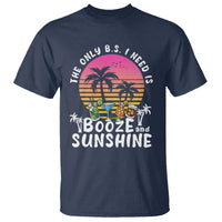 Funny Liquor Lover T Shirt The Only B.S. I Need Is Booze & Sunshine Spirit Retro Sunset Summer - Wonder Print Shop