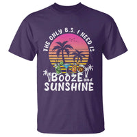 Funny Liquor Lover T Shirt The Only B.S. I Need Is Booze & Sunshine Spirit Retro Sunset Summer - Wonder Print Shop