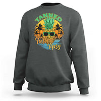 Summer Vibe Sweatshirt Tanned Tatted Tipsy Funny Pineapple Retro Sunset - Wonder Print Shop