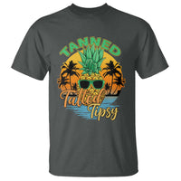 Summer Vibe T Shirt Tanned Tatted Tipsy Funny Pineapple Retro Sunset - Wonder Print Shop