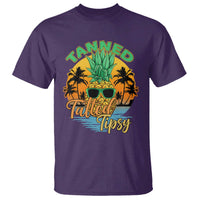 Summer Vibe T Shirt Tanned Tatted Tipsy Funny Pineapple Retro Sunset - Wonder Print Shop