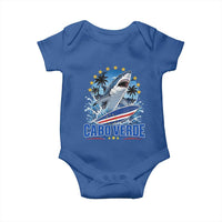 Cabo Verde Surfing Blue Shark Surfboard Baby Onesie Cape Verde Flag Tropical Ocean Wave