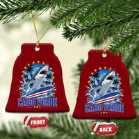 Cabo Verde Surfing Blue Shark Surfboard Ceramic Ornament Cape Verde Flag Tropical Ocean Wave