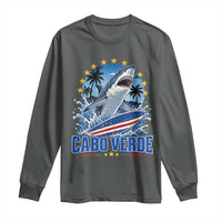 Cabo Verde Surfing Blue Shark Surfboard Long Sleeve Shirt Cape Verde Flag Tropical Ocean Wave