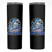 Cabo Verde Surfing Blue Shark Surfboard Skinny Tumbler Cape Verde Flag Tropical Ocean Wave