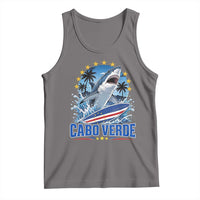 Cabo Verde Surfing Blue Shark Surfboard Tank Top Cape Verde Flag Tropical Ocean Wave