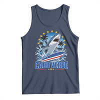 Cabo Verde Surfing Blue Shark Surfboard Tank Top Cape Verde Flag Tropical Ocean Wave