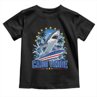 Cabo Verde Surfing Blue Shark Surfboard Toddler T Shirt Cape Verde Flag Tropical Ocean Wave