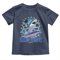 Cabo Verde Surfing Blue Shark Surfboard Toddler T Shirt Cape Verde Flag Tropical Ocean Wave