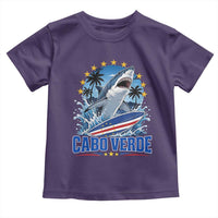 Cabo Verde Surfing Blue Shark Surfboard Toddler T Shirt Cape Verde Flag Tropical Ocean Wave