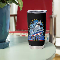 Cabo Verde Surfing Blue Shark Surfboard Tumbler Cup Cape Verde Flag Tropical Ocean Wave