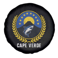 Cape Verde Volcano Blue Sharks Gold Laurel Crest Graphic Spare Tire Cover Retro Cabo Verde Heritage Pride