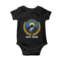 Cape Verde Volcano Blue Sharks Gold Laurel Crest Graphic Baby Onesie Retro Cabo Verde Heritage Pride