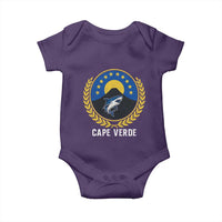 Cape Verde Volcano Blue Sharks Gold Laurel Crest Graphic Baby Onesie Retro Cabo Verde Heritage Pride