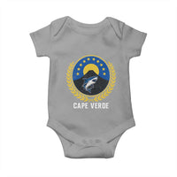 Cape Verde Volcano Blue Sharks Gold Laurel Crest Graphic Baby Onesie Retro Cabo Verde Heritage Pride