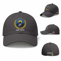 Cape Verde Volcano Blue Sharks Gold Laurel Crest Graphic Baseball Cap Retro Cabo Verde Heritage Pride