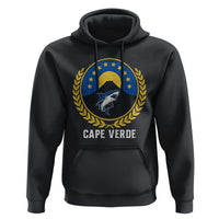 Cape Verde Volcano Blue Sharks Gold Laurel Crest Graphic Hoodie Retro Cabo Verde Heritage Pride