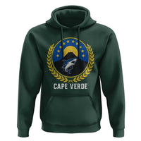 Cape Verde Volcano Blue Sharks Gold Laurel Crest Graphic Hoodie Retro Cabo Verde Heritage Pride