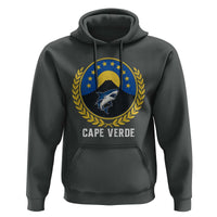 Cape Verde Volcano Blue Sharks Gold Laurel Crest Graphic Hoodie Retro Cabo Verde Heritage Pride