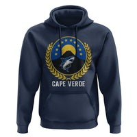 Cape Verde Volcano Blue Sharks Gold Laurel Crest Graphic Hoodie Retro Cabo Verde Heritage Pride