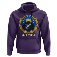 Cape Verde Volcano Blue Sharks Gold Laurel Crest Graphic Hoodie Retro Cabo Verde Heritage Pride